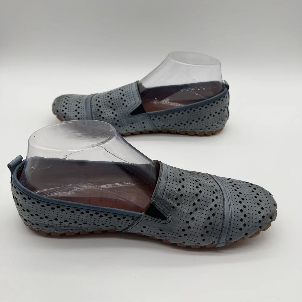 Spring Step Fusaro Leather Slip-On Comfort Shoes Eyelets Blue EU 39 / US 8.5